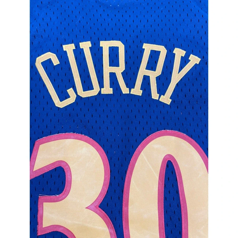Mitchell & Ness Warriors Jersey Kids Medium 10/12 Blue Curry 30 HWC‎ NBA Road